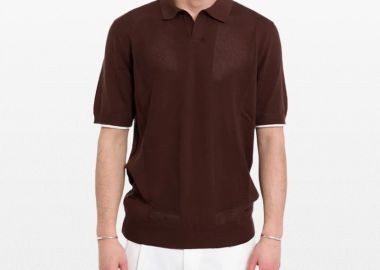 +39MASQ Ανδρικό Καφέ Easy Spring Polo Tee - +39MASQ - 