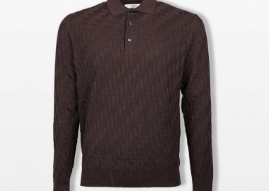 +39MASQ Ανδρικό Καφέ Long-Sleeved Polo Shirt - +39MASQ - 