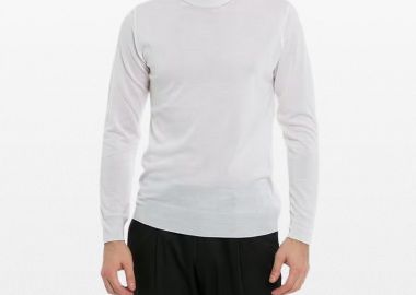 +39MASQ Ανδρικό Λευκό Hign Neck Sweater In White - +39MASQ - 