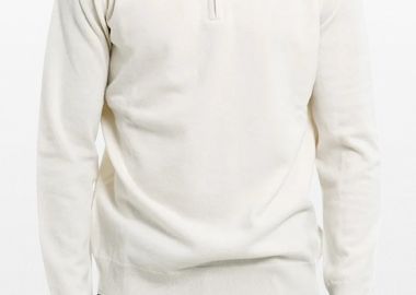 +39MASQ Ανδρικό Λευκό Wool High-Neck Shirt - +39MASQ - 