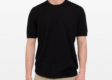 +39MASQ Ανδρικό Μαύρο Knitted T-Shirt - +39MASQ - 