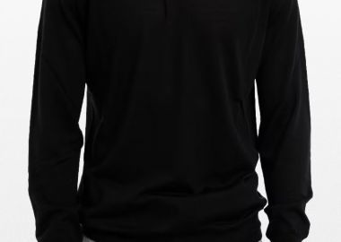 +39MASQ Ανδρικό Μαύρο Long-Sleeved Polo Shirt - +39MASQ - 