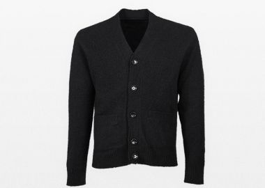 +39MASQ Ανδρικό Μαύρο Wool Cardigan With Buttons - +39MASQ - 