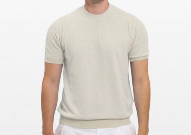 +39MASQ Ανδρικό Μπεζ Textured T-Shirt In Beige - +39MASQ - 