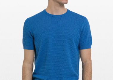 +39MASQ Ανδρικό Μπλε Elounta Crew Neck T-Shirt - +39MASQ - 