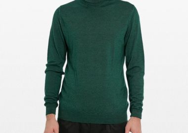 +39MASQ Ανδρικό Πράσινο Green High Neck Sweater - +39MASQ - 