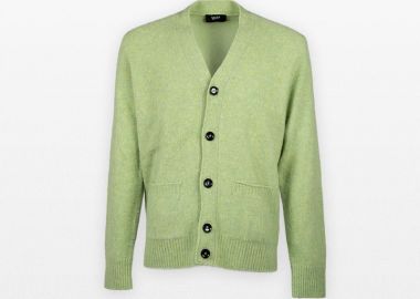 +39MASQ Ανδρικό Πράσινο Wool Cardigan With Buttons - +39MASQ - 
