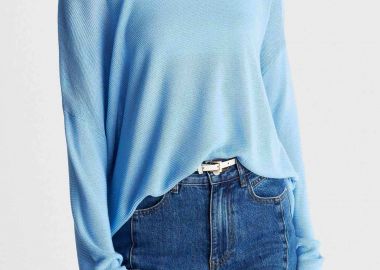 'ALE γυναικεία πλεκτή μπλούζα Oversized - 8P23386 Γαλάζιο - 'ALE - 