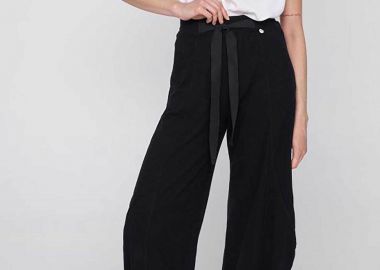 'ALE γυναικείο casual παντελόνι με ελαστική μέση - 8836003 Μαύρο - 'ALE - 