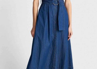 'ALE γυναικείο midi denim φόρεμα σεμιζιέ - 8923177 Denim Blue Σκούρο - 'ALE - 