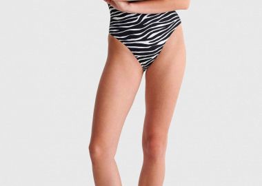 'ALE γυναικείο ολόσωμο μαγιό με animal print και έναν ώμο - 8S23779 Ασπρόμαυρο - 'ALE - 