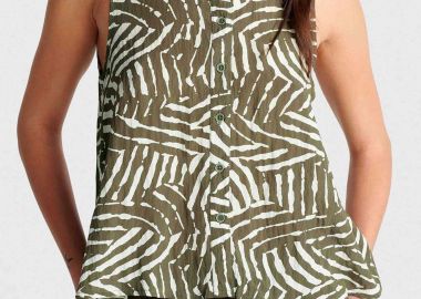 'ALE γυναικείο πουκάμισο αμάνικο με geometrical print - 8923065 Χακί - 'ALE - 