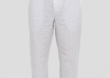 120% LINO Ανδρικό Λευκό Linen Trousers Ιn White - 120% LINO - 