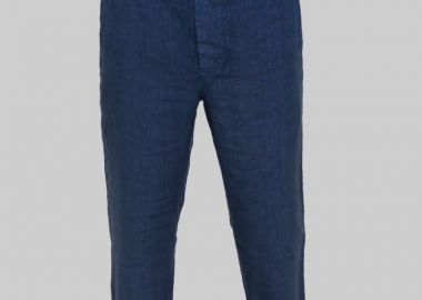 120% LINO Ανδρικό Μπλε Linen Trousers in Blue - 120% LINO - 