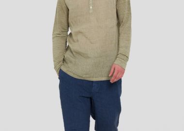 120% LINO Ανδρικό Serafino Regular Fit Linen Shirt - 120% LINO - 