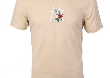 47 Brand New York Yankees 549815 Ανδρικό T-shirt Μπεζ με Στάμπα - 47 Brand - 