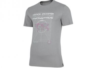 4F Ανδρικό T-shirt Γκρι με Στάμπα H4Z22-TSM029-24S - 4f - 