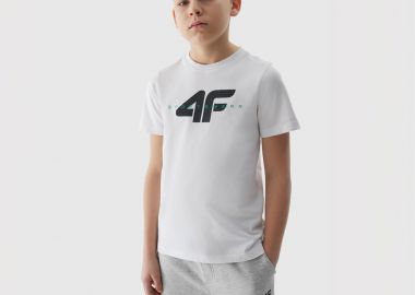 4F BOYS' ORGANIC COTTON PRINTED T-SHIRT ΑΣΠΡΟ - 4F - 