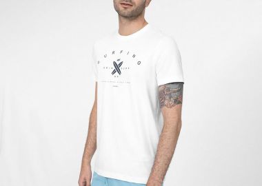 4F MEN'S REGULAR SURFING PRINTED T-SHIRT ΑΣΠΡΟ - 4F - 