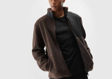 4F MEN'S SHERPA FULL-ZIP FLEECE WITH STAND-UP COLLAR ΚΑΦΕ - 4F - 
