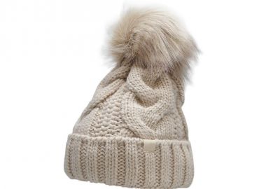 4F Pom Pom Beanie Γυναικείος Σκούφος με Πλεξούδες σε Μπεζ χρώμα H4Z22-CAD010-64S - 4f - 