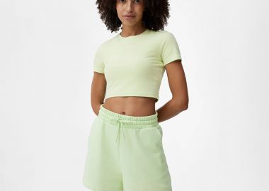 4F WOMEN'S PLAIN CROP-TOP T-SHIRT ΠΡΑΣΙΝΟ - 4F - 