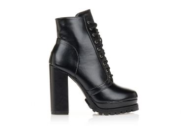 Αβρυλάκια με ψηλό τακούνι ΜΑΥΡΟ - Tsoukalas - 