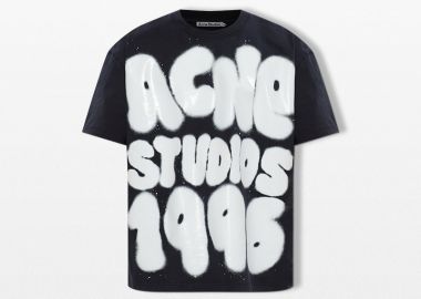 ACNE STUDIOS Ανδρικό Μαύρο Printed Logo T-Shirt - ACNE STUDIOS - 