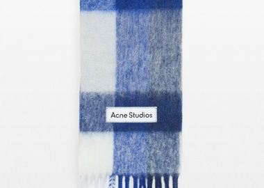 ACNE STUDIOS Ανδρικό Μπλε Mohair Checked Scarf - ACNE STUDIOS - 