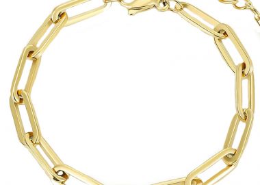 AD Ατσάλινο βραχιόλι ποδιού αλυσίδα χρυσή συνδετήρας φαρδύς - Alice's Dreams - 