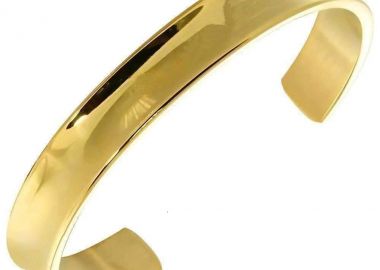 AD Ατσάλινο χρυσό βραχιόλι χειροπέδα πλατύ ανοιχτό - JT - 