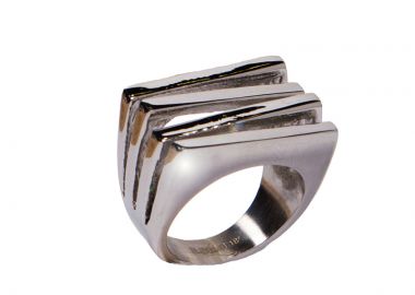 AD Εντυπωσιακό δαχτυλίδι τετραπλό ορθογώνιο ατσάλι - Alice's Dreams - 