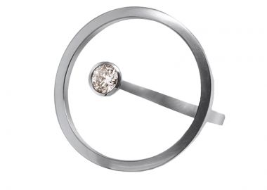 AD Πρωτότυπο ατσαλινο δαχτυλίδι κύκλος με στρας Ασημί - JT - 