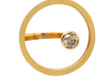 AD Πρωτότυπο ατσαλινο δαχτυλίδι κύκλος με στρας Χρυσό - JT - 