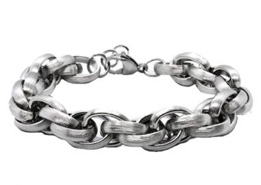 AD Unisex αλυσίδα χεριού φαρδιά πλεκτή ριγωτή ατσάλι 11mm Ανδρικό - Alice's Dreams - 