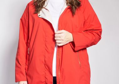 Αδιάβροχο μπουφάν παρκά με κουκούλα και χρυσές λεπτομέρειες -  - 