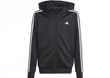 Adidas Αθλητική Παιδική Ζακέτα Φούτερ με Κουκούλα Μαύρη 3 Stripes HY1102 - adidas performance - 