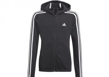 Adidas Αθλητική Παιδική Ζακέτα Φούτερ με Κουκούλα Μαύρη Essentials 3-Stripes GQ8356 - adidas performance - 