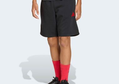 ADIDAS BOYS FRENCH TERRY SLOGAN SHORTS ΜΑΥΡΟ - ADIDAS PERFORMANCE - 