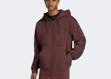 ADIDAS ESSENTIALS 3-STRIPES FLEECE FULL-ZIP HOODIE ΚΟΚΚΙΝΟ - ADIDAS PERFORMANCE - 