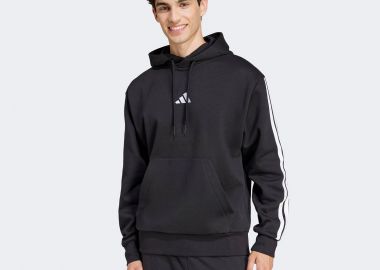 ADIDAS ESSENTIALS 3-STRIPES FLEECE HOODIE ΜΑΥΡΟ - ADIDAS PERFORMANCE - 