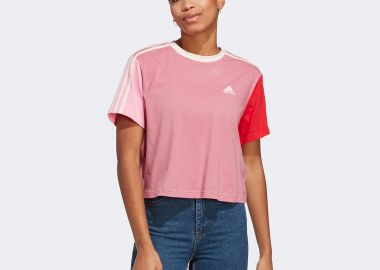 ADIDAS ESSENTIALS 3-STRIPES SINGLE JERSEY CROP TOP ΡΟΖ - ADIDAS PERFORMANCE - 