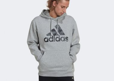 ADIDAS ESSENTIALS CAMO PRINT FRENCH TERRY HOODIE ΓΚΡΙ - ADIDAS PERFORMANCE - 
