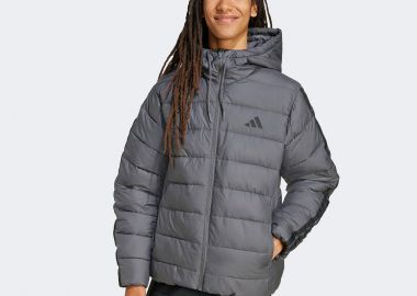 ADIDAS ESSENTIALS CLIMAWARM 3-STRIPES SYNTHETIC DOWN HOODED JACKET ΓΚΡΙ - ADIDAS PERFORMANCE - 