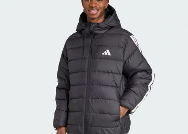 ADIDAS ESSENTIALS CLIMAWARM 3-STRIPES SYNTHETIC DOWN HOODED JACKET ΜΑΥΡΟ - ADIDAS PERFORMANCE - 