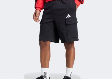 ADIDAS ESSENTIALS FEEL COZY FRENCH TERRY CARGO SHORTS ΜΑΥΡΟ - ADIDAS PERFORMANCE - 