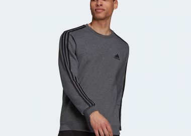 ADIDAS ESSENTIALS FLEECE 3-STRIPES SWEATSHIRT ΓΚΡΙ - ADIDAS PERFORMANCE - 