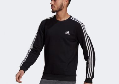 ADIDAS ESSENTIALS FLEECE 3-STRIPES SWEATSHIRT ΜΑΥΡΟ - ADIDAS PERFORMANCE - 