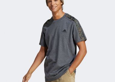 ADIDAS ESSENTIALS SINGLE JERSEY 3-STRIPES T-SHIRT ΓΚΡΙ - ADIDAS PERFORMANCE - 