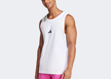 ADIDAS ESSENTIALS SMALL LOGO TANK TOP ΑΣΠΡΟ - ADIDAS PERFORMANCE - 